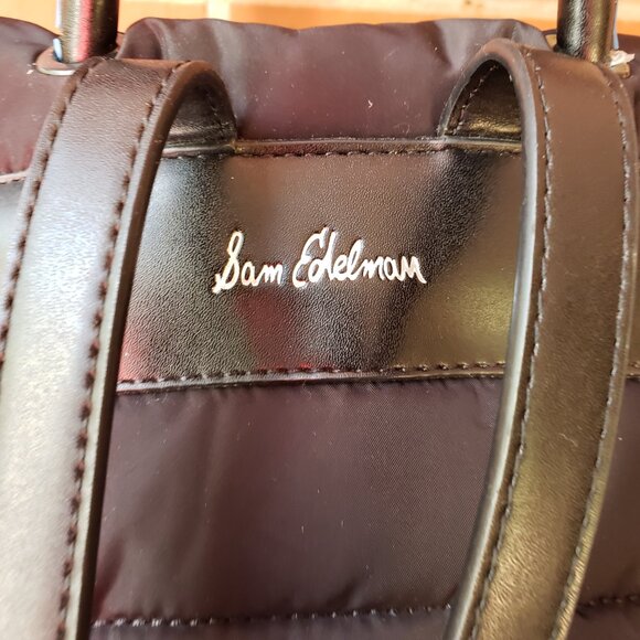 EUC Sam Edelman Backpack Puffer Branwen Flap School Black/Blue SPIKES (OS) - Picture 8 of 15